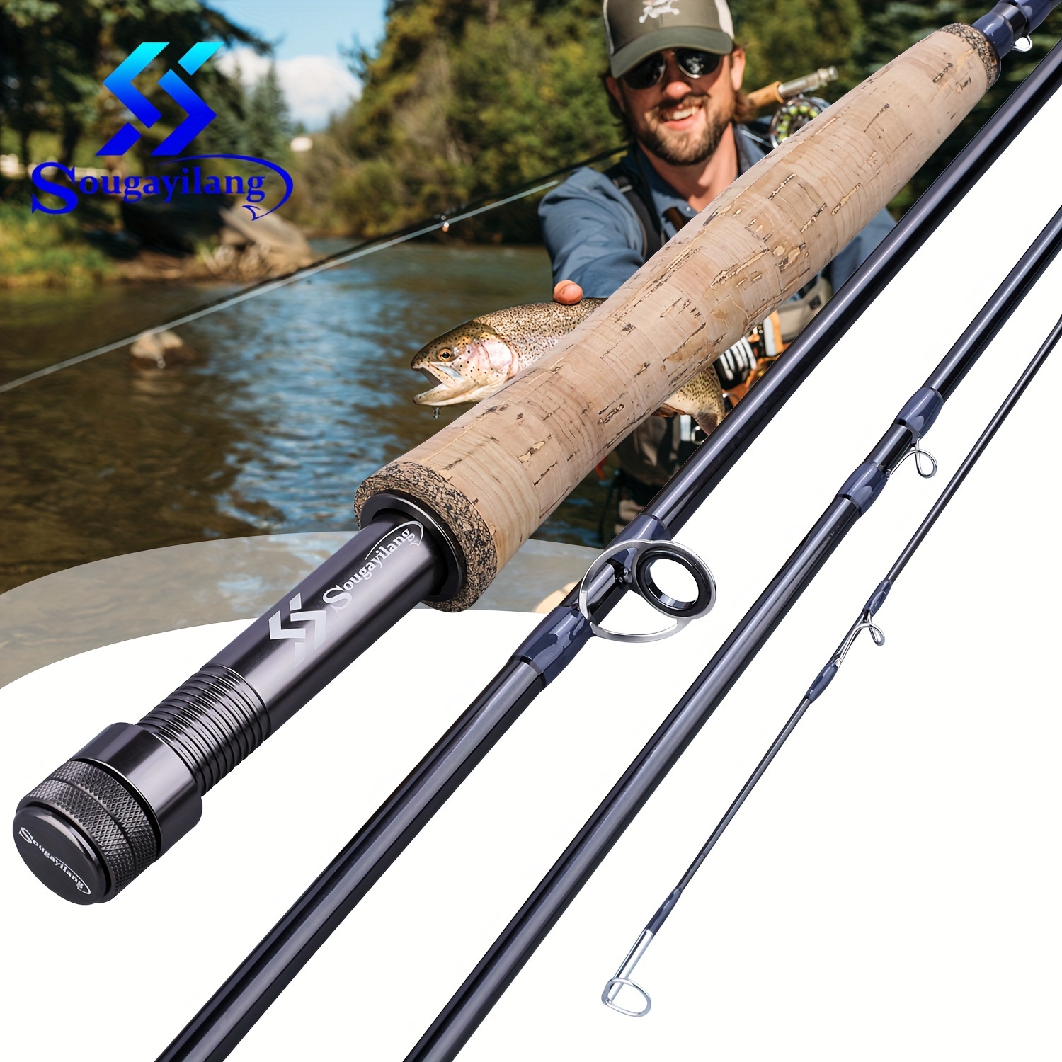 

Sougayilang Fly Fishing Rod 4 Pieces Lightweight Ultra-portable Graphite Fly Rod For Complete Starter 5/6wt Rod For Traveling Fly Fishing Rod