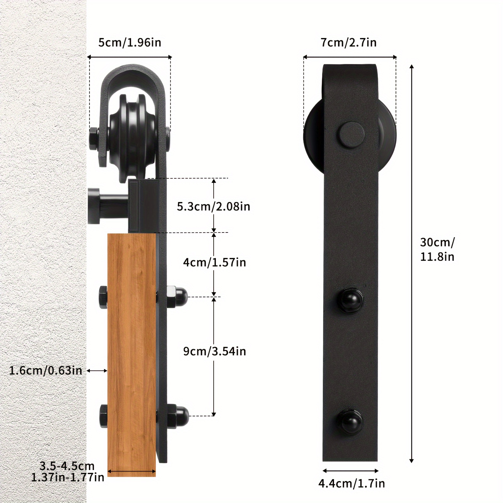 Image of Stainless Steel Hardware Set For A Sliding Wood Barn Door , Measuring 5/6/6.6 Feet