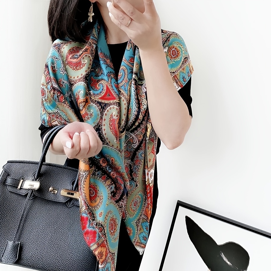 Elegant 100% - 42.5-inch Red And Patterned Design, Luxurious Hand-rolled Women's Large Shawl