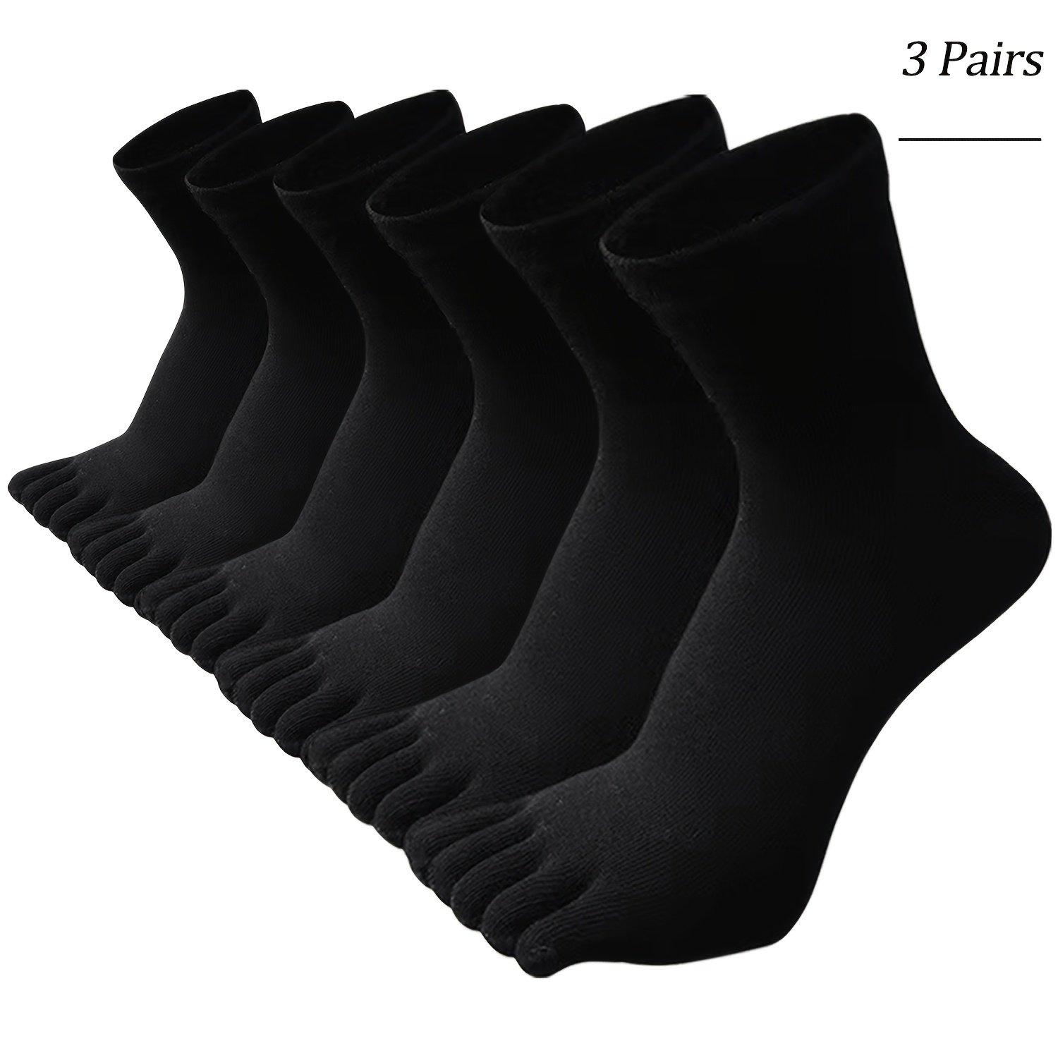 TEMU 3 Pairs Men's Toe-separated Socks, Five-toe Running Socks, Soft And Comfortable, With Excellent Elasticity And Long-lasting Durability. With