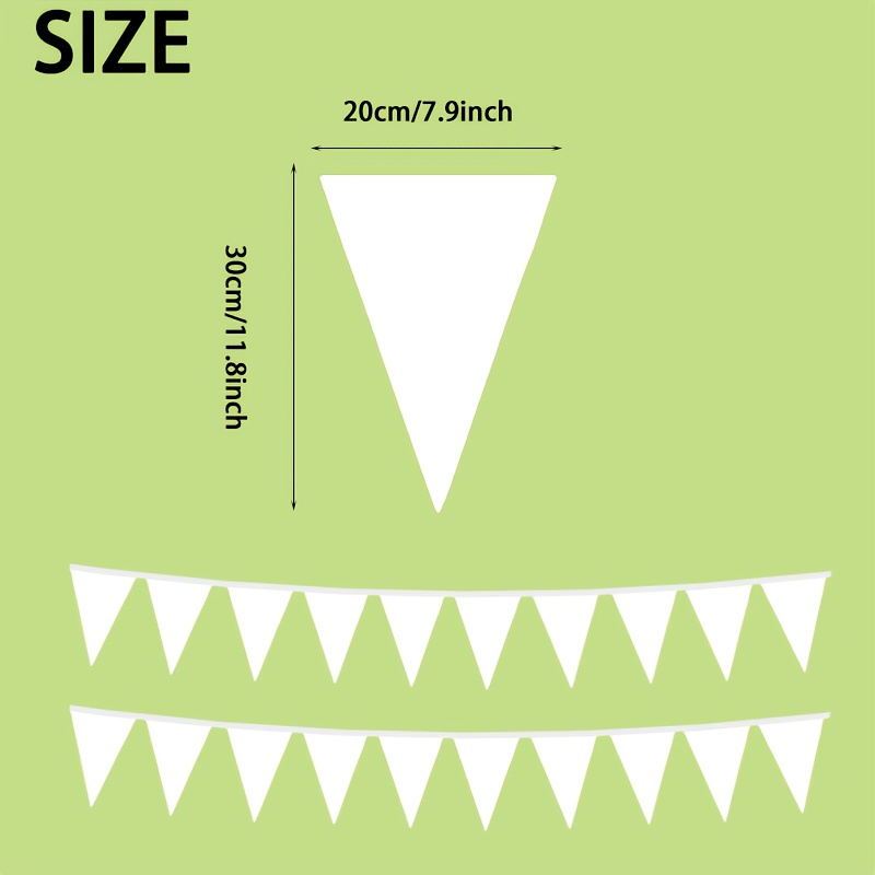 Image of 10 Meters Of 20 White Party Decorations For Engagement, Graduation, Birthday, And Wedding Anniversary Celebrations, Featuring Pe Triangular Bunting