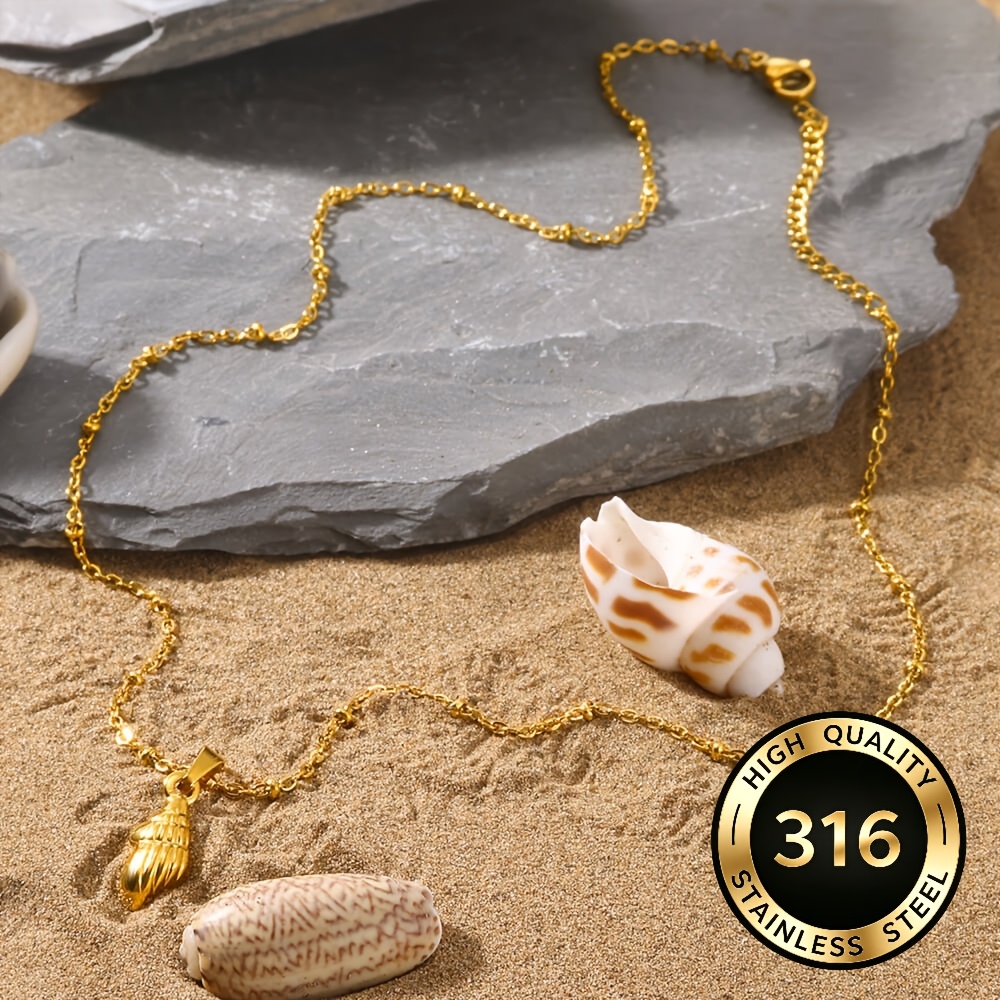 Women's High-End Beach Seashell Necklace, Stainless Steel