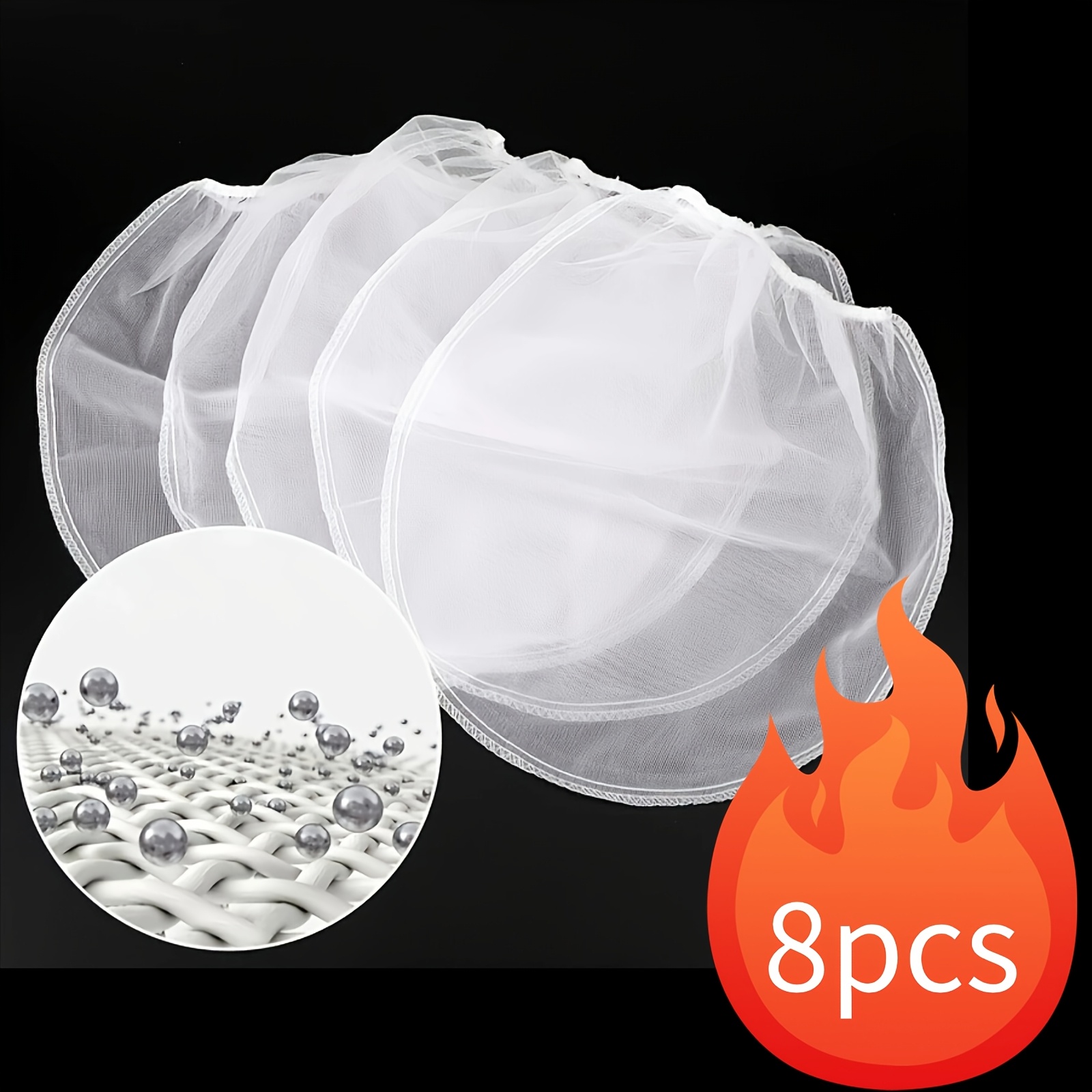 TEMU 8pcs Fine Mesh Paint Strainers, Elastic Drawstring Filter Bags, Disposable Bucket Filter For Paint, Ink & Glue