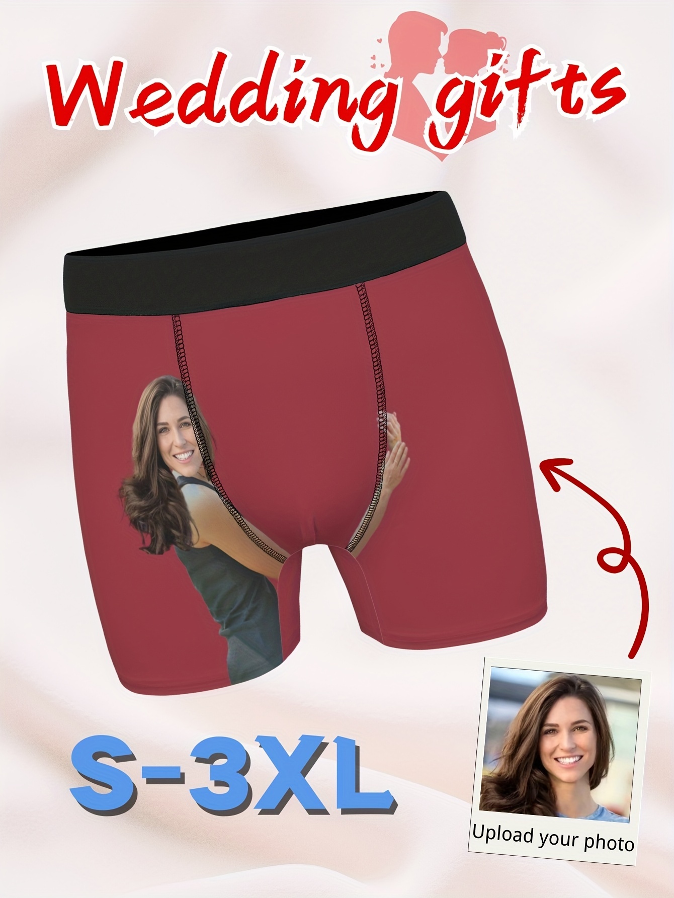 Custom Funny Boxers with Wife Face On Men's Underwear Valentine's Day Boxer  Briefs Underpants Printed with Photo As Gift