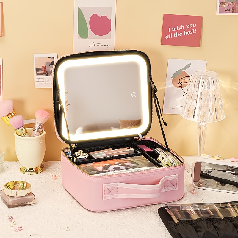 Travel hotsell cosmetic bag with LED MIRROR