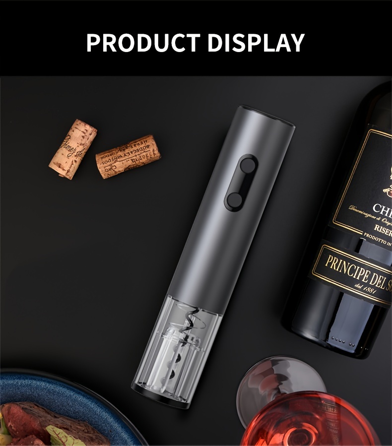 1pc battery powered electric wine opener automatic corkscrew with cutter kitchen supplies details 6