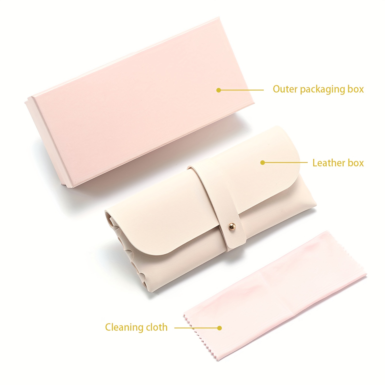 Image of Portable Eyeglass Case With Stand Suitable For Parties, School & - Microfiber Cleaning Cloth & Glasses Pouch Included, Compact Eyewear Holder Gift For, Back-to-school, Christmas, Valentines Present