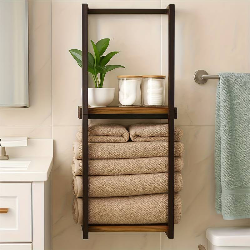 1pc/ 2pcs, Towel Rack, Bathroom Storage Rack, Art Deco Style, Bathroom Organizing Supplies, Storage Rack, Metal Bracket, Fixed Installation Method, More Sturdy And Durable! 0