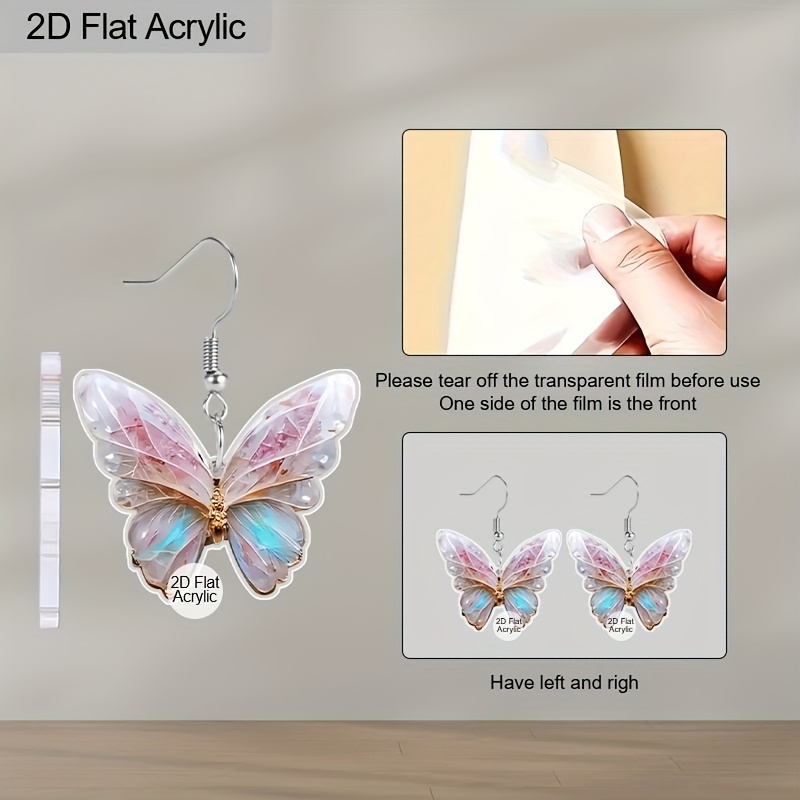 Women's Exquisite Purple Blue Butterfly Drop Earrings, Fashionable