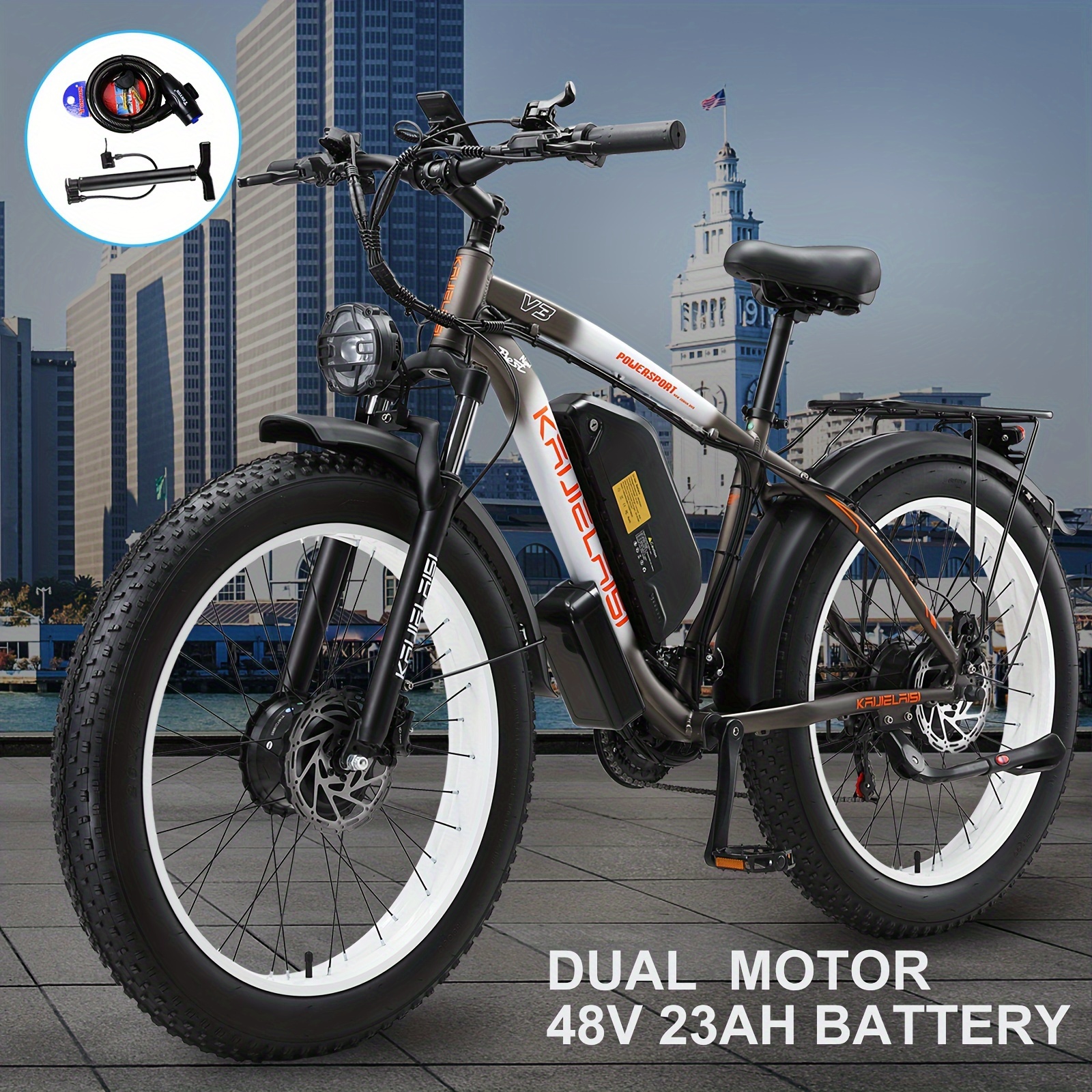 

48v 23ah 1104wh Removable Battery 26 Fat Tire Electric Bike For Adults - Dual Motor Electric Mountain Commuter Snow Bike With Up To 50 Miles Range - Keteles All-terrain Ebike For Front Position Riding
