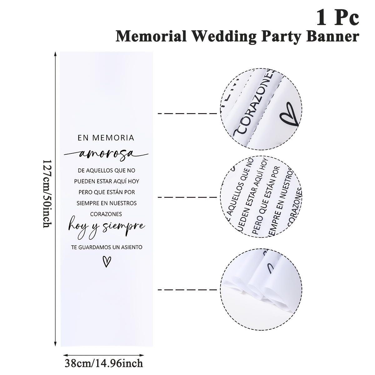 TEMU 2D, 1 pieza, Pancarta de silla reservada de boda española, 15x50 pulgadas, Tela colgante de recuerdo española, Pancarta para silla de boda " un