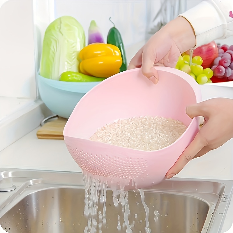 multifunctional plastic rice washing bowl with built in drainer     design for   meal prep and kitchen   details 3