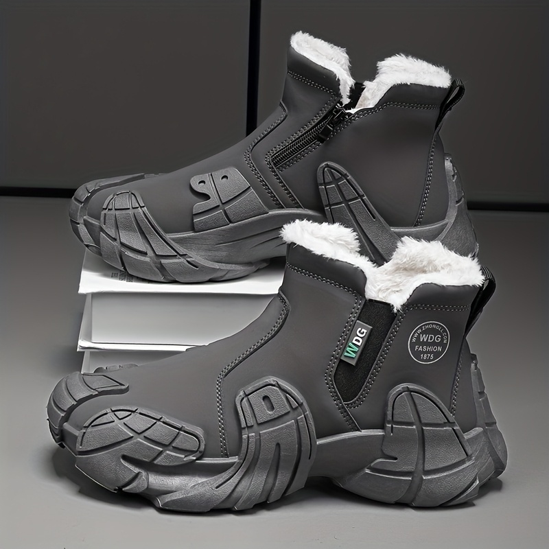 mens high   snow boots with lining thickened warm shoes high quality and slip resistant outdoor hiking boots cold resistant thermal shoes comfortable slip on ankle boots couples snow shoes lightweight and durable ski shoes