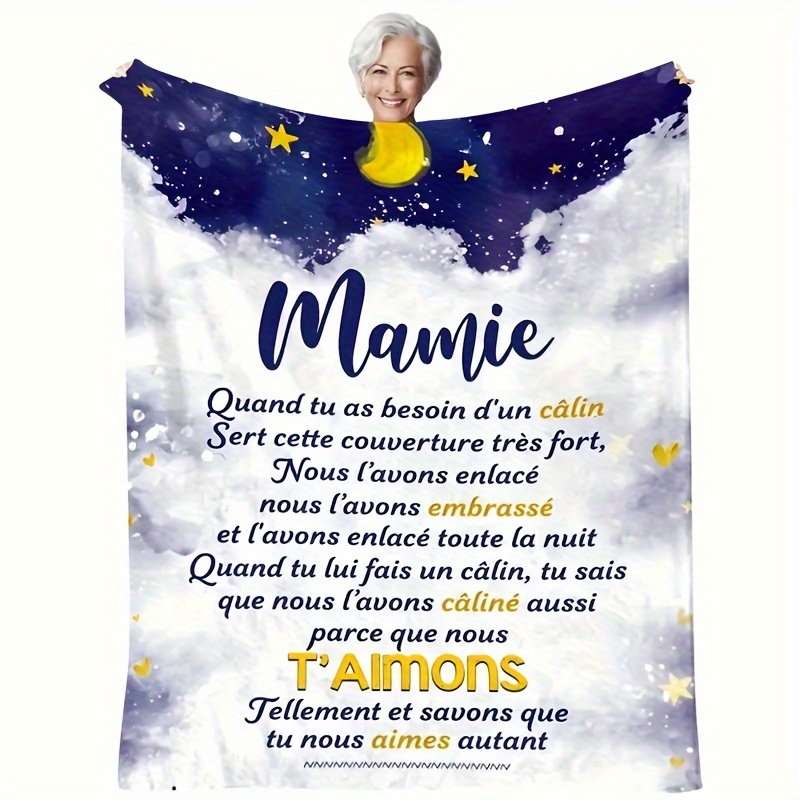 

1pc Couverture en Velours Imprimé Français "Une Lettre à Ma Mère", Chaude, Confortable et Douce, pour Canapé, Lit, Camping, Voyage, Le Meilleur Cadeau , Couverture d'Anniversaire, Couverture Cadeau