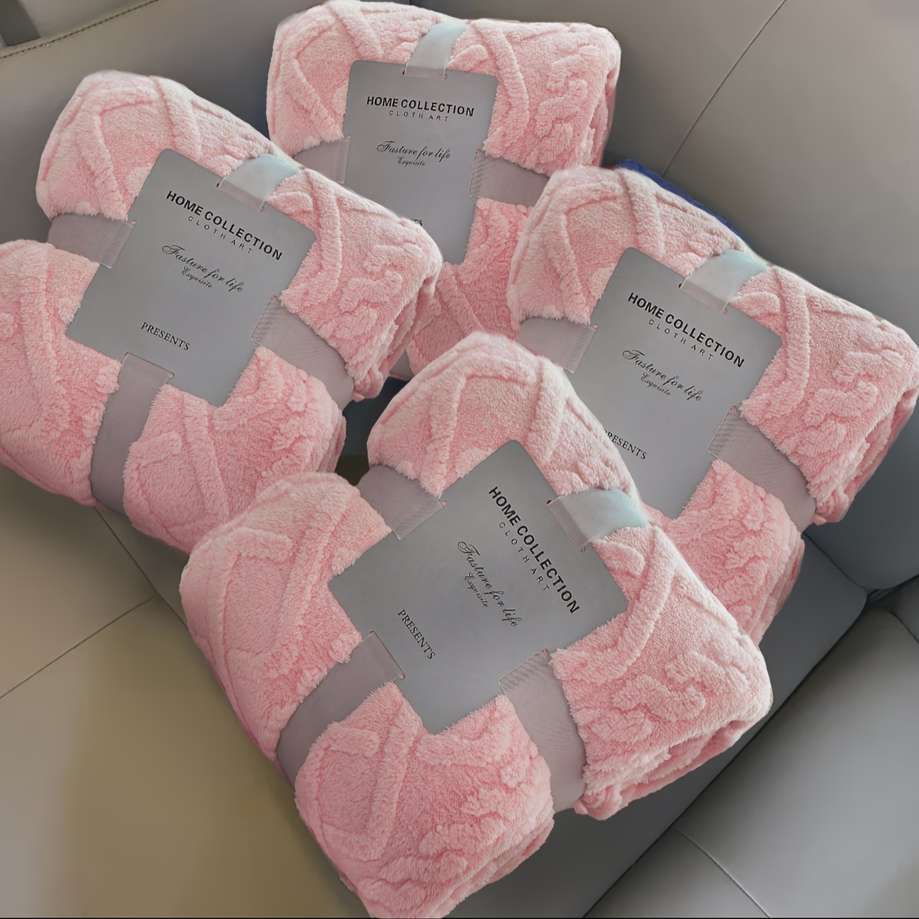 TEMU 4pc Solid Color Jacquard Tower Skin Velvet Blanket, Thickened Single Bed Blanket, Air Conditioning Throw Blanket
