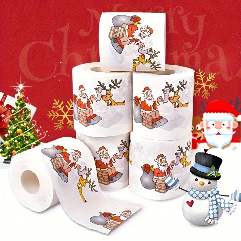

Christmas Santa Claus Printed Toilet Paper - 2 Rolls, Wood , Dye Free, Gift, Home & Party Decor, Cleaning Supplies