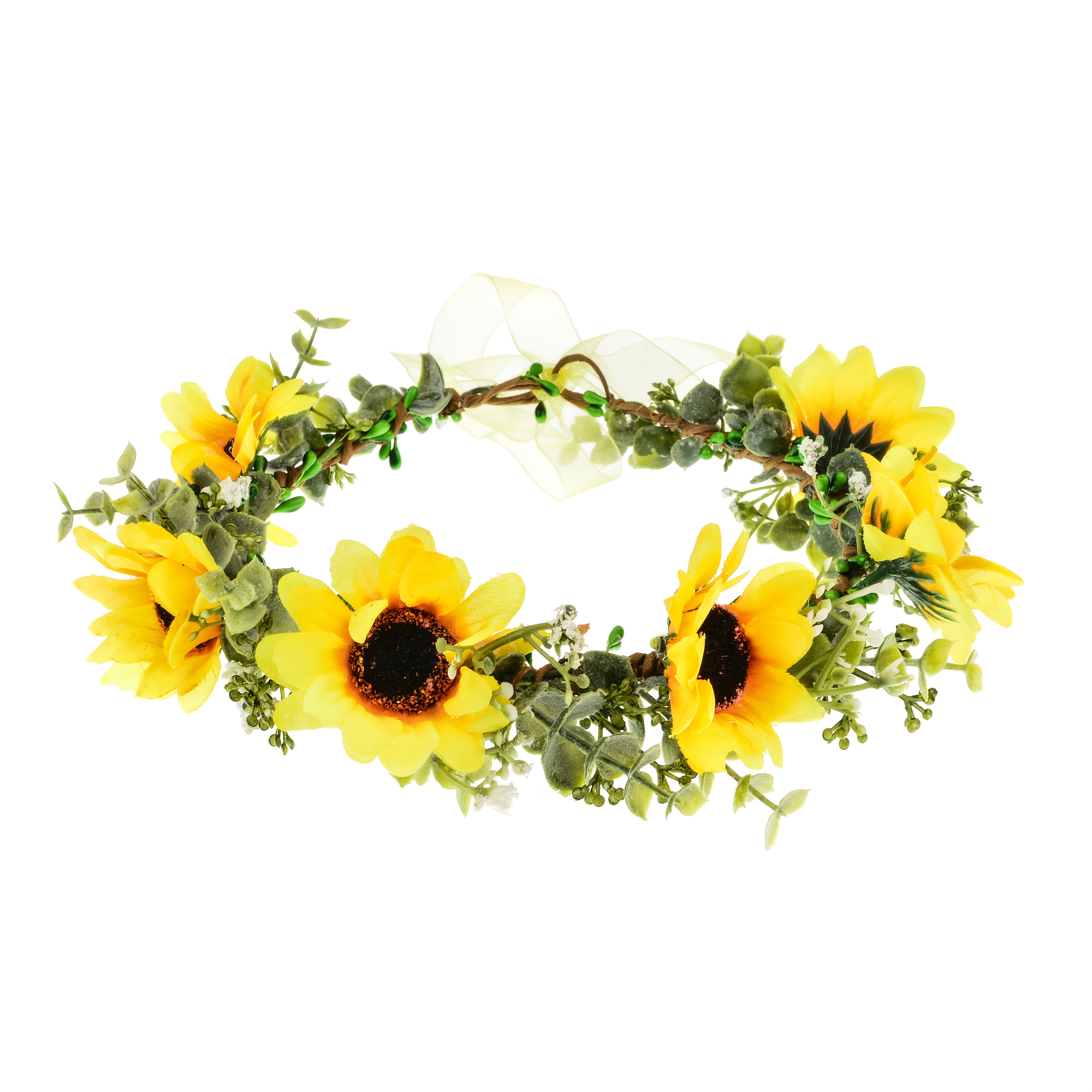 Image of Forest-style Floral Wreath Headpiece, Woodland-themed Wedding Hair Accessory, Artificial Sunflower Hairpiece, Ultra-ethereal And Sweet Ornament