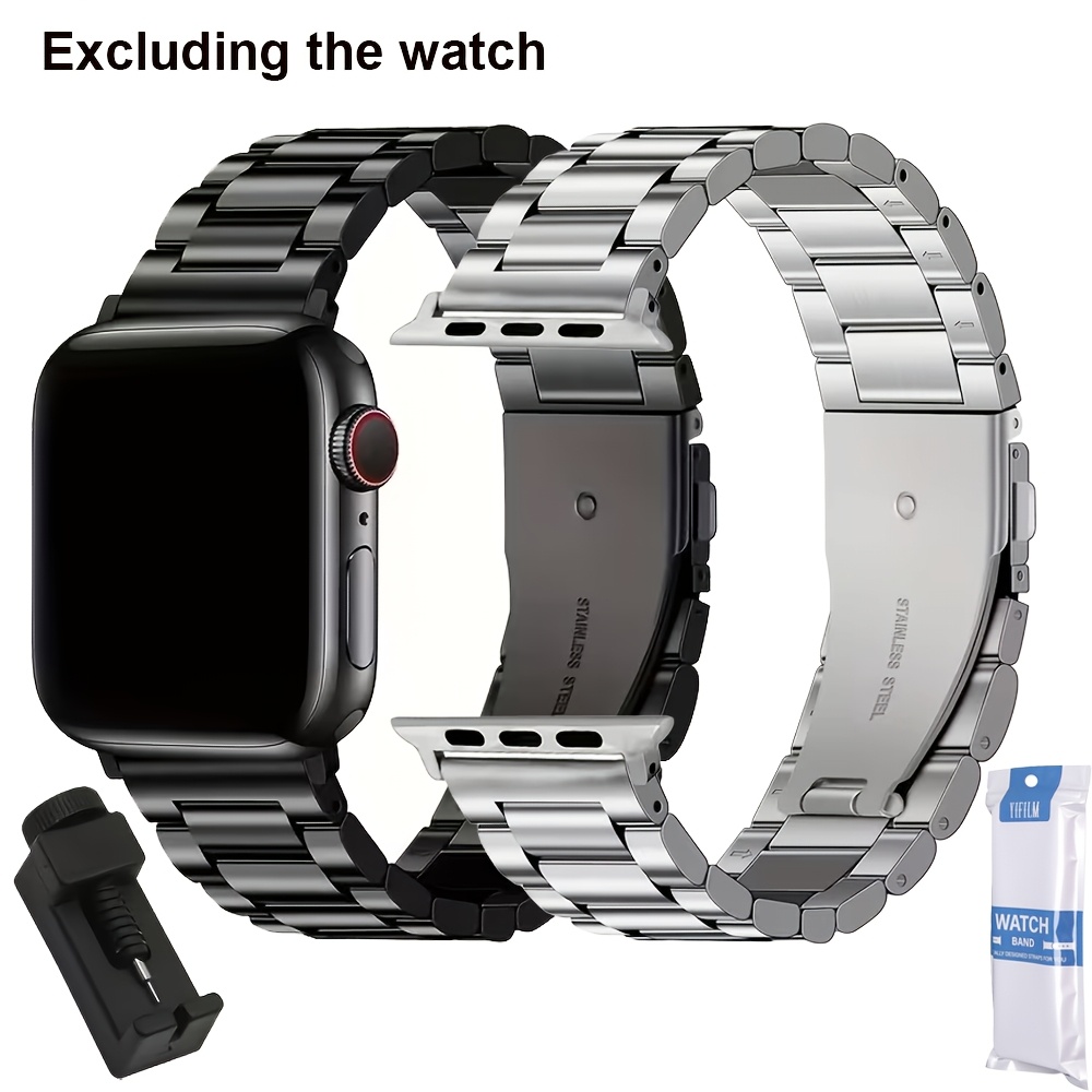 TEMU 2pcs Stainless Steel Metal Watch Strap, Compatible With Watch 38mm 40mm 41mm 42mm 44mm 45mm 46mm 49mm. Business Metal Replacement Band For Men,