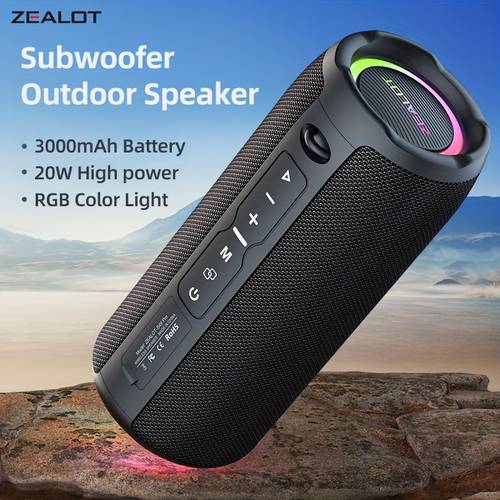 s49pro 20w wireless speaker portable dual speaker subwoofer 3000mah long with rgb light gaming time stereo compatible with phone tablet tv supports sd card usb aux hands free calling