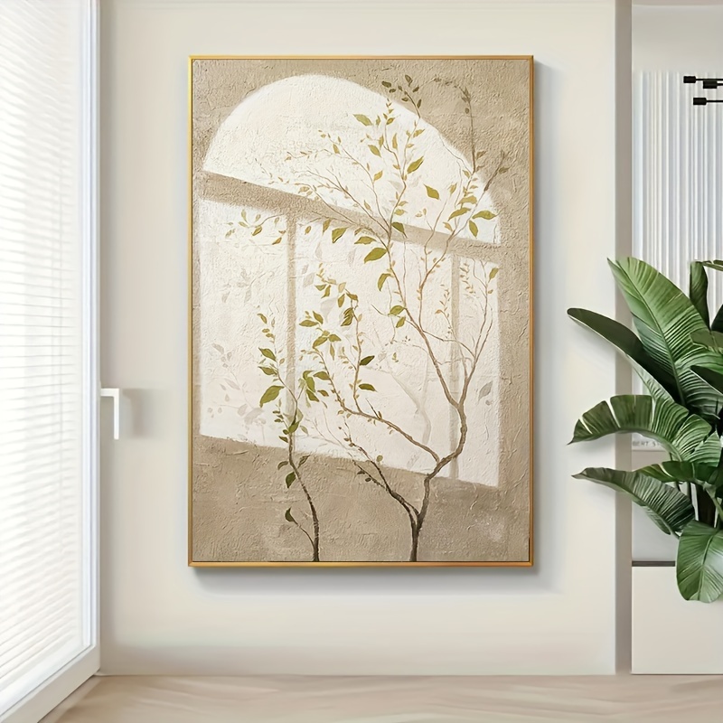 

Frameless Modern Abstract Botanical Wall Art, Retro Plants Print Canvas Painting, Home Decor Poster For Living Room And Bedroom, White, 31.49" X 47.24