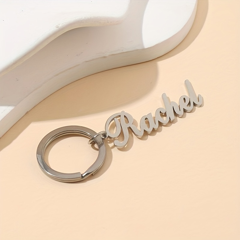 TEMU Portachiavi personalizzato con in acciaio inossidabile, personalizzabile con il tuo , unisex, stile casual, ciondolo accessorio per borsetta da