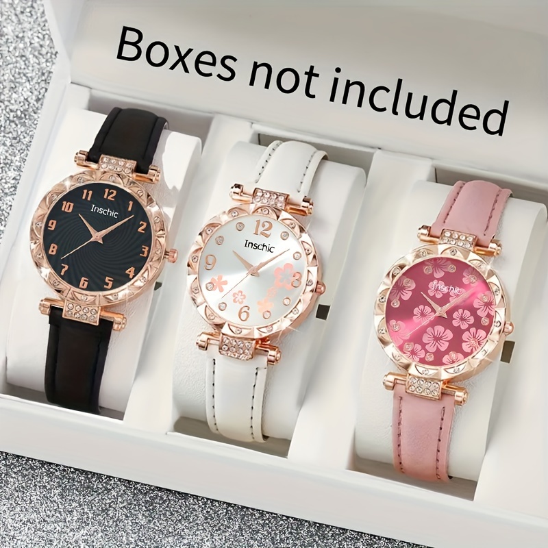 

Elegant Women's Quartz Watch - Luxury Rhinestone, Shock-resistant With Pu Leather Strap, Japanese Movement