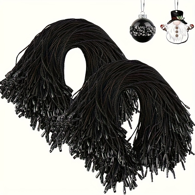 TEMU 1000 piezas de cordón de nailon de 7.5 pulgadas para etiquetas colgantes negras, colgadores de adornos para árbol de Navidad para decoración
