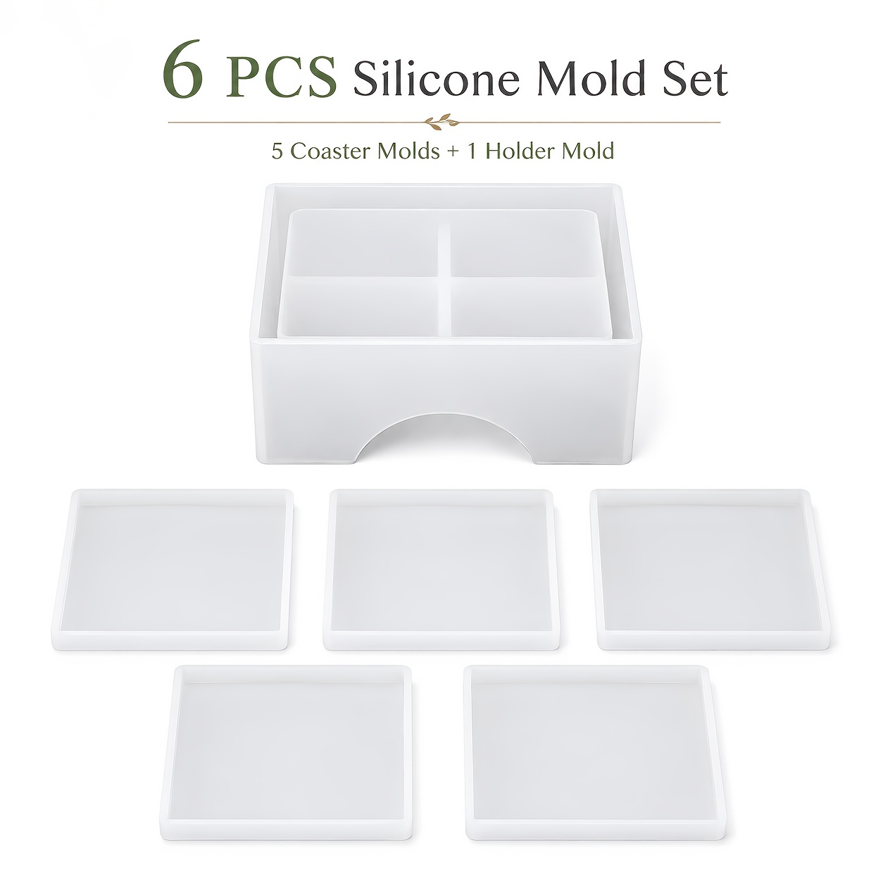 Image of Coaster Resin Mold Set Includes 1pc Storage Box Mold, 5pcs Silicone Resin Coaster Molds Epoxy, Coaster, Art Craft
