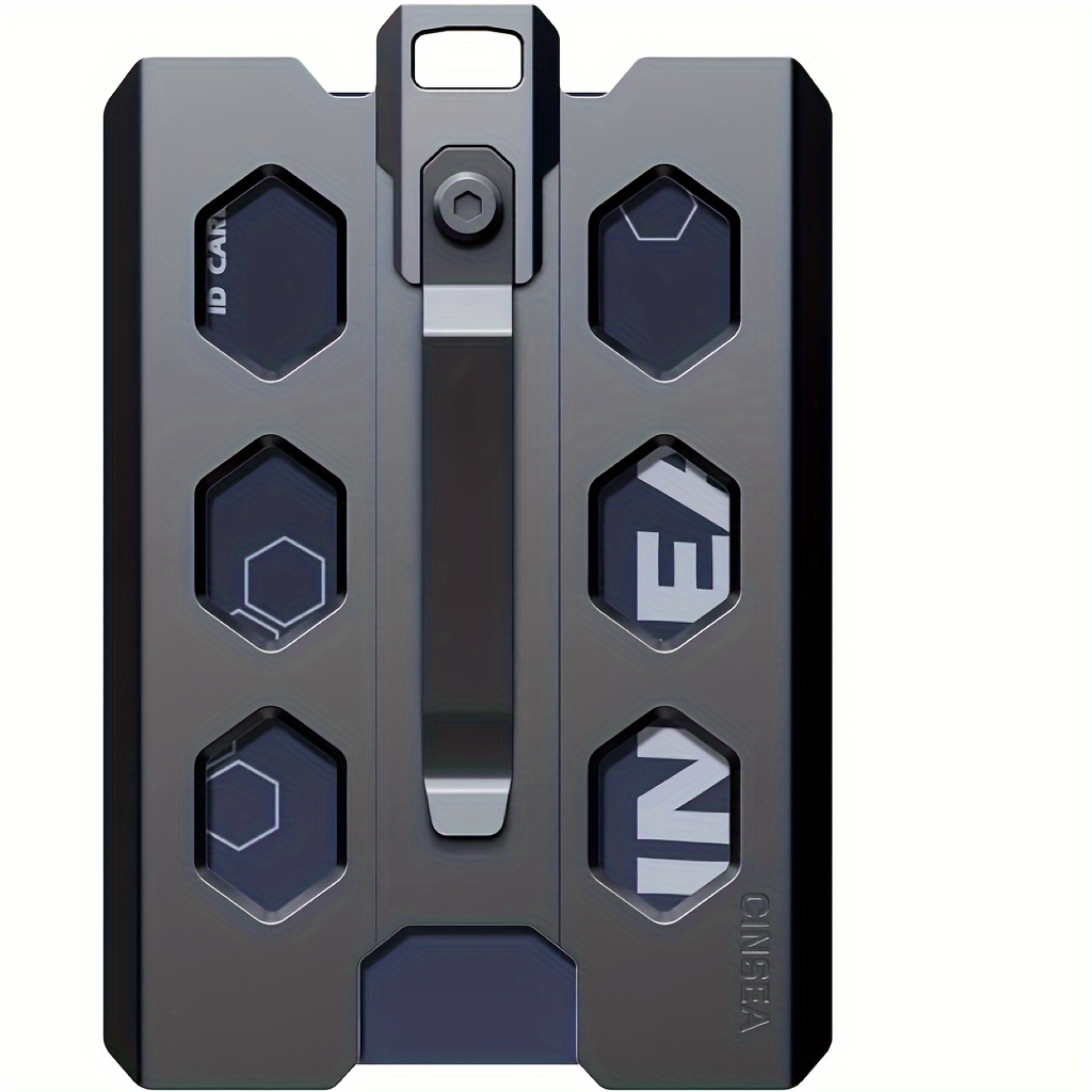 E-shop Vielseitiger Aluminium-Ausweishalter mit Metallclip - Sichere Kartenfächer, Lanyard-kompatibel für Büro- & Außeneinsatz