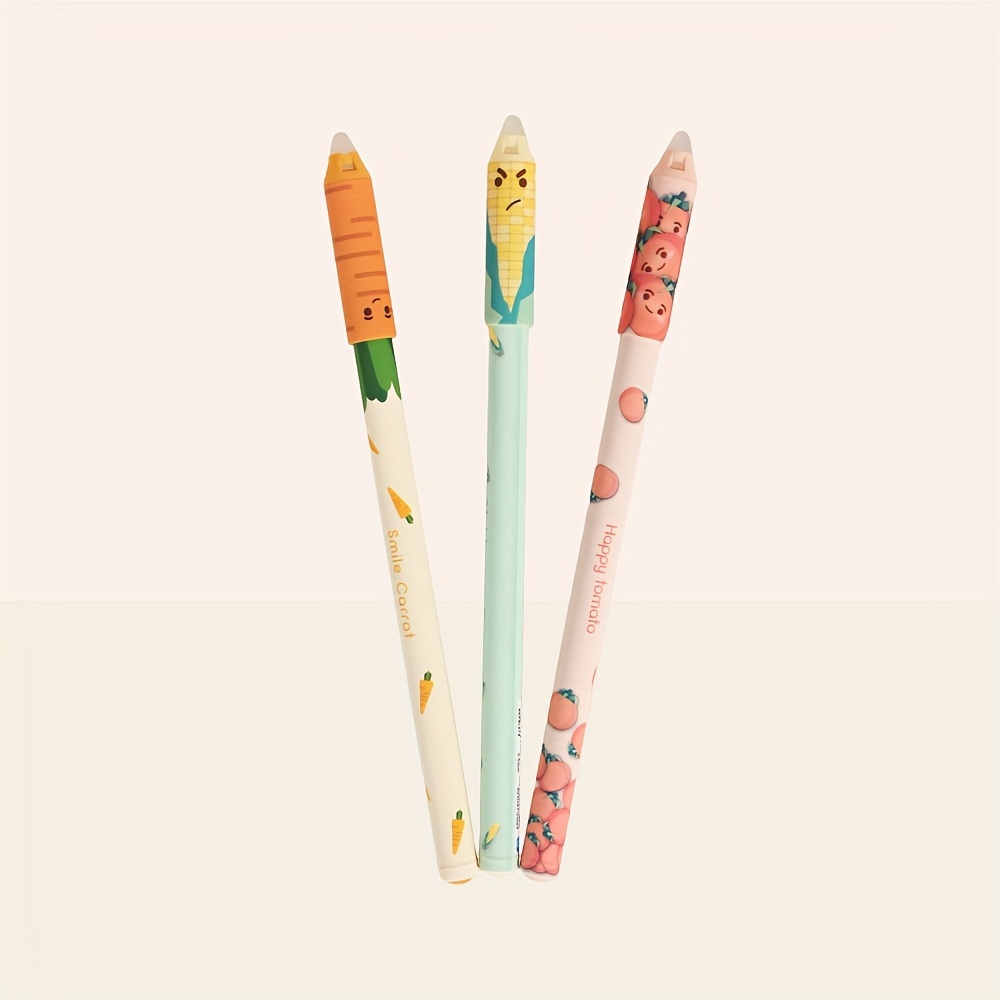 12 Pcs, 2024 "farm Story" Fashion With Three Patterns Erasable Gel Pens