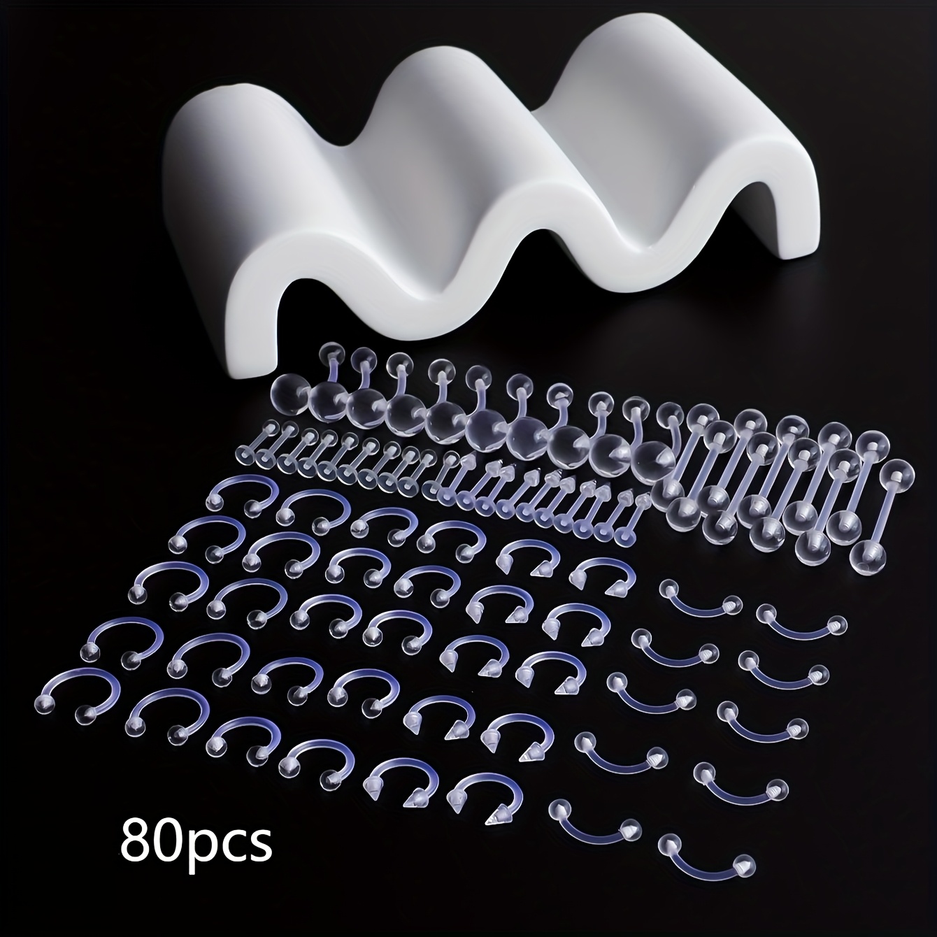 Image of 80pcs Fashion Uv Transparent Multi-style Combination Set Suitable For Men And Women Daily Wear Piercing Accessories