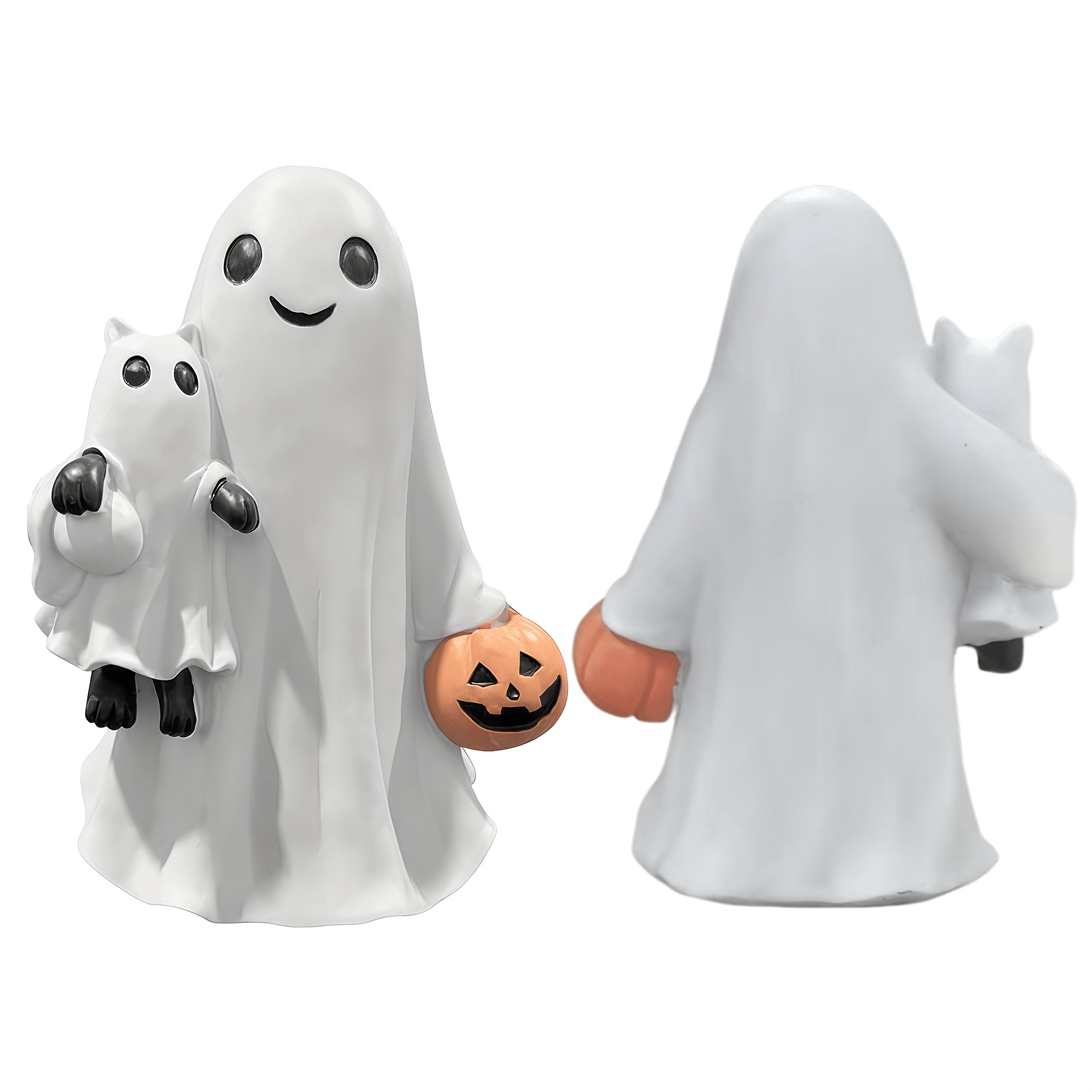 TEMU Halloween Cute Little Holding A Cat Statue, Exquisite Resin Ornament, Whimsical And Spooky Decoration, Compact Size, Suitable For Fireplace