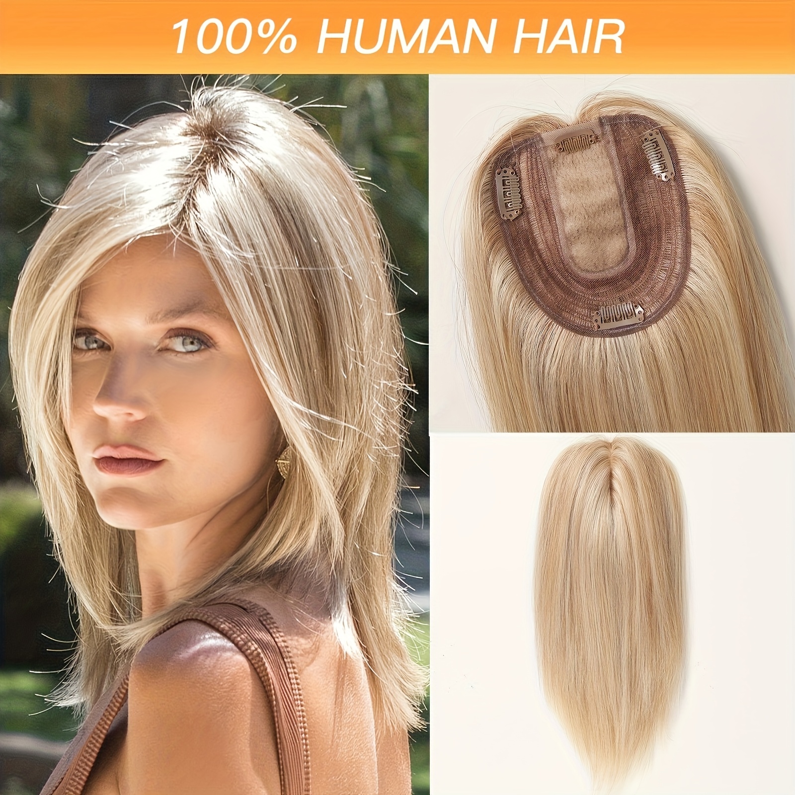 12 inch straight 100   human hair topper natural look volume increase clip in extension for women daily wear style 44 7 square inch coverage hair loss solution straight hair topper secure clip in hair extensions 0