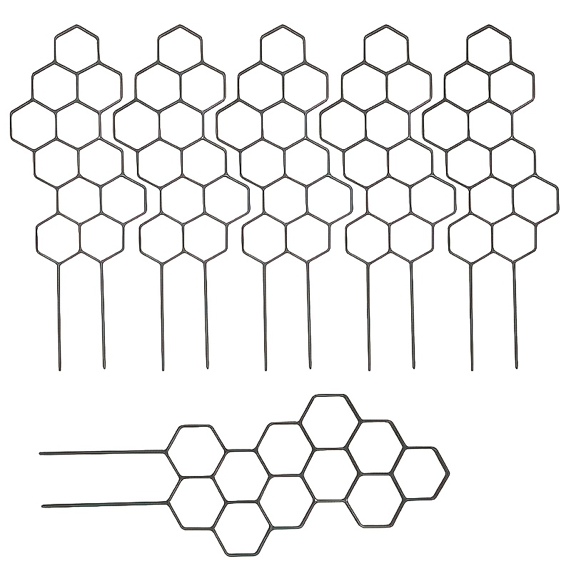 Image of 6pcs 14.95x5.91 Inch Honeycomb Plant Scaffolding, Anti-rust, Suitable For Potted Vines And Flowers, Space- Indoor/outdoor Garden Support
