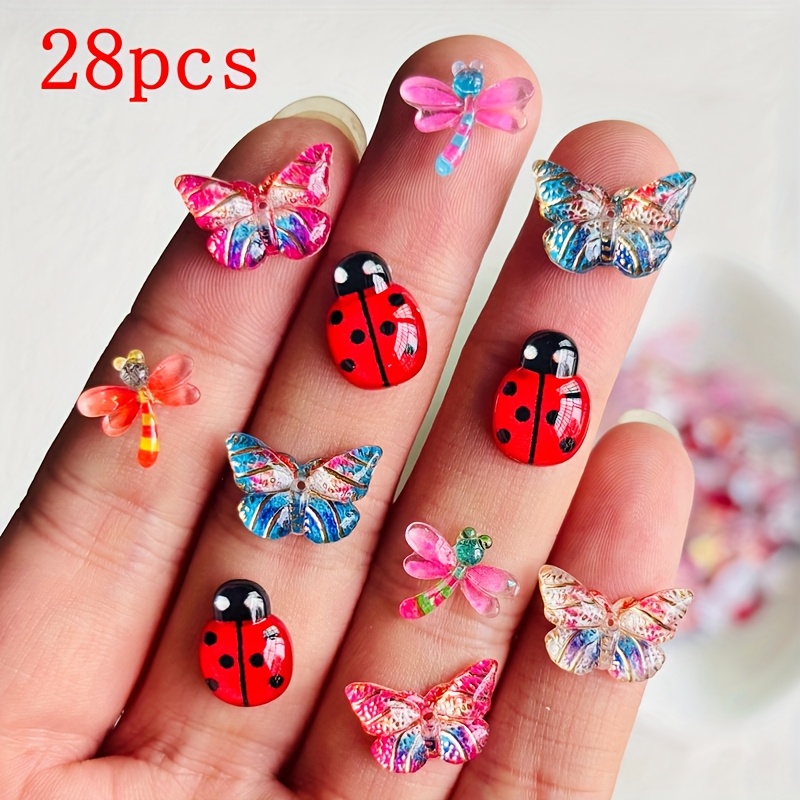28 58 86 mini resin   and   decorations colorful insect themed decorations suitable for nail art scrapbooks hair clips jewelry making and random mixing