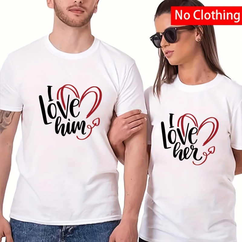 

2-pack Valentine's Day Heart Iron-on Transfer Decals, "i Love Him" & "i " Polyester Patches For T-shirts, Jeans, Backpacks, Washable Sticker Appliques