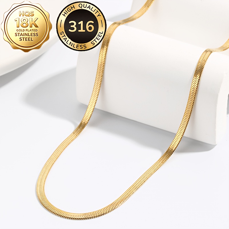 Women's High-Quality Stainless Steel Snake Bone Thin Chain Necklace