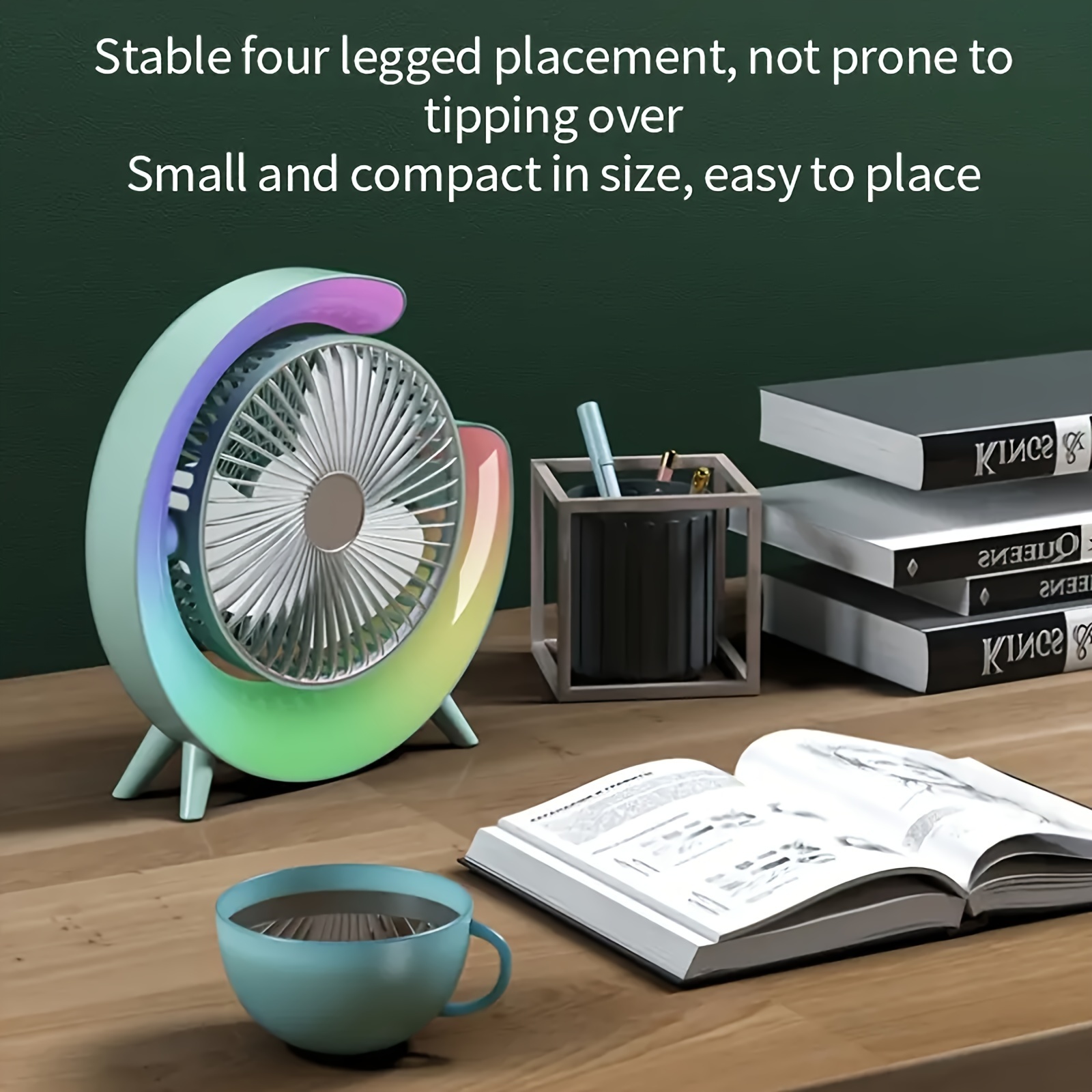 1 шт. небольшой вентилятор для домашнего рабочего стола, цветной вентилятор с зарядкой через USB, мини-настольный вентилятор с циркуляцией воздуха на лето для кемпинга на открытом воздухе, пикника, офиса, автофургона, путешествий подробные сведения 3
