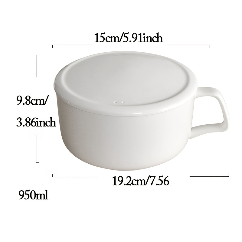 Image of 1 Set, Porcelain Lid Large Capacity Instant Noodle Bowl With Lid, , Ramen Soup Bowl, Cup Bowl, Lunch Box Bowl, Household Cereal Bowl, Kitchen Supplies, Back-to-school Supplies