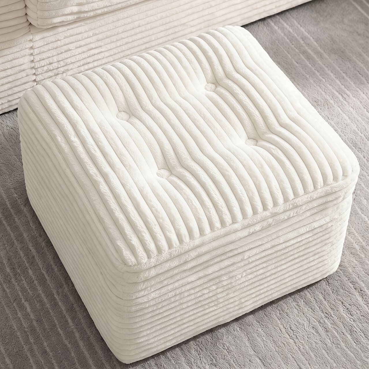 TEMU Corduroy Fabric Footstool With Breathable, Skin-friendly Fabric And Thickened Sponge. Can Be Used As An Entryway Bench Shoe-changing Stool.