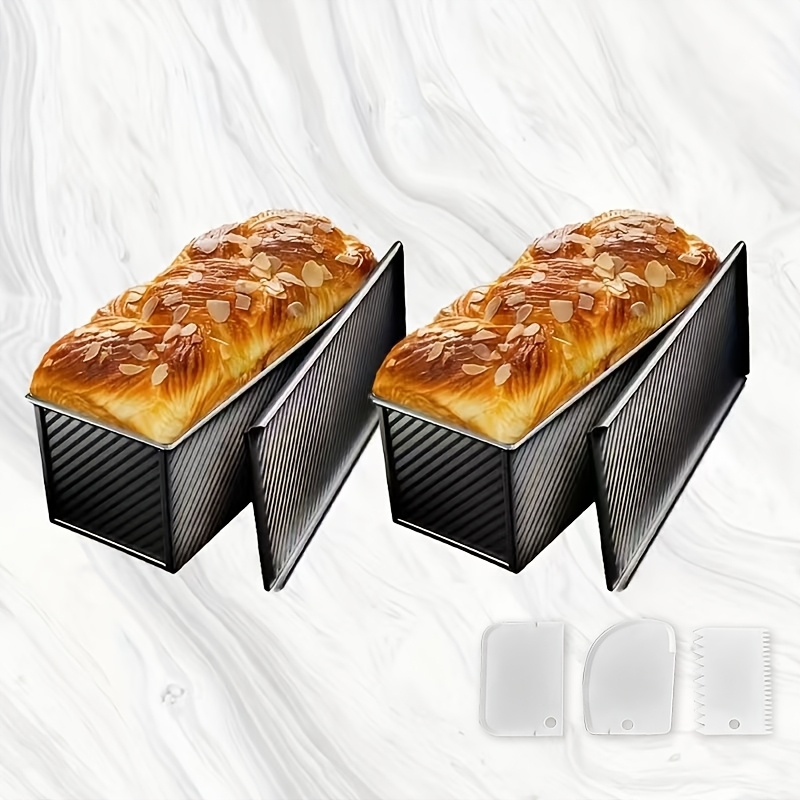 TEMU 4pcs Pullman Bread Pans Best For Christmas, Nonstick 12 Inch Kitchen Loaf Pan, Heavy Duty Carbon Steel Bread Baking Pan, Gifts For Women, 2.2 Lb