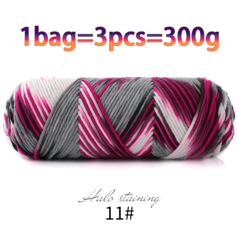 Image of Colored Block Dyeing Floral Rainbow Yarn Multicolor Ombre Knitting Handmade Thread Rope Material Suitable For Making Sweaters Hats Scarves Shawls Coats Shoes And Other Clothing 1set=3pcs