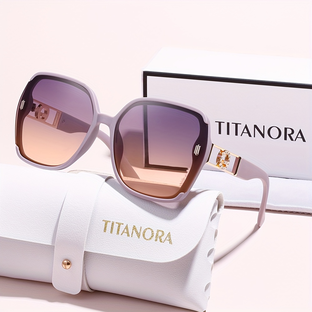 luxury golden hinges unisex   casual wear oversized square fashion glasses stylish cream   with case and cleaning cloth