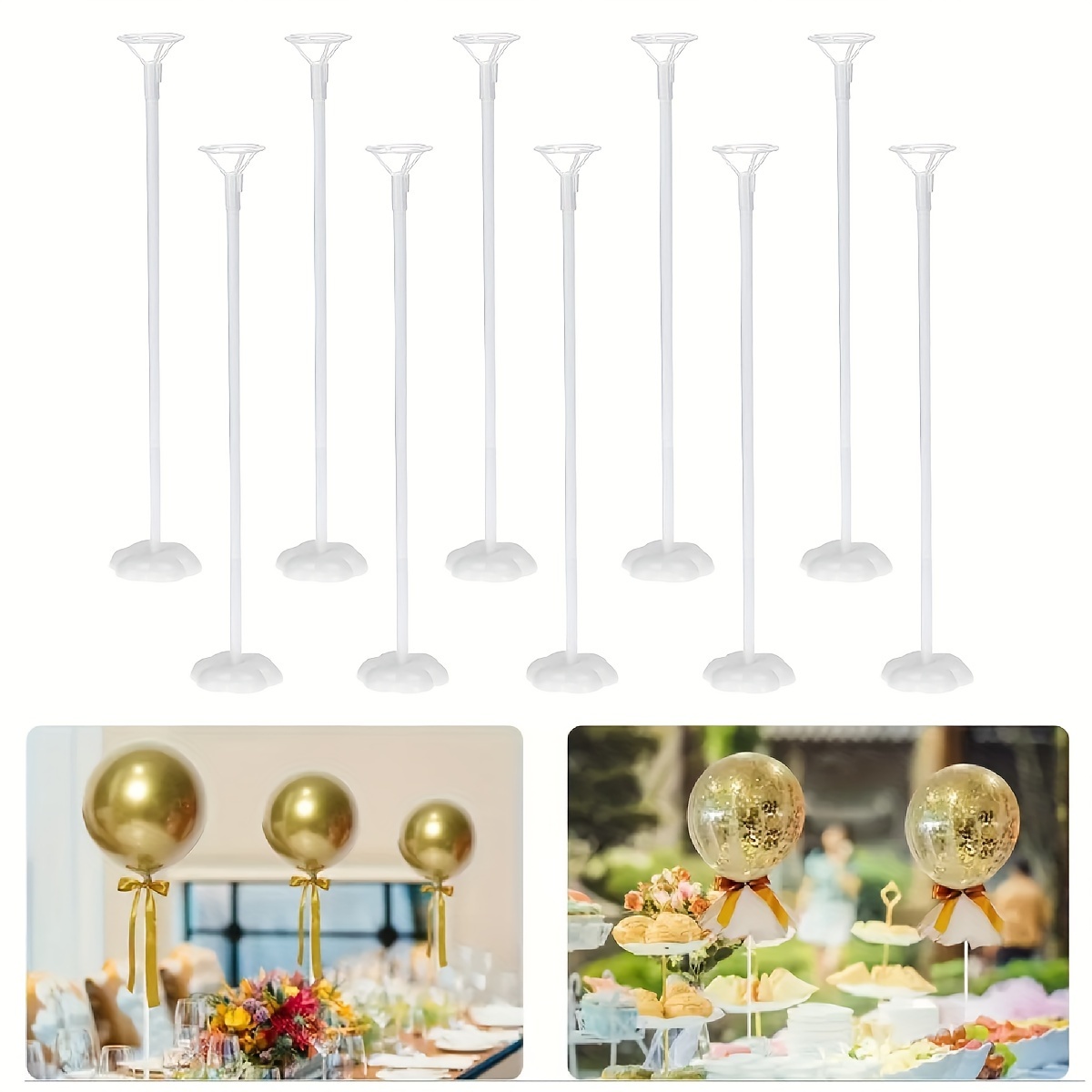 

6/10sets, Balloon Stand Kit, Balloon Stick Holder With Base For Table Top Centerpiece Party Decoration, Reusable Balloon Column Stand Suit For Happy Birthday Baby Shower Wedding Parties