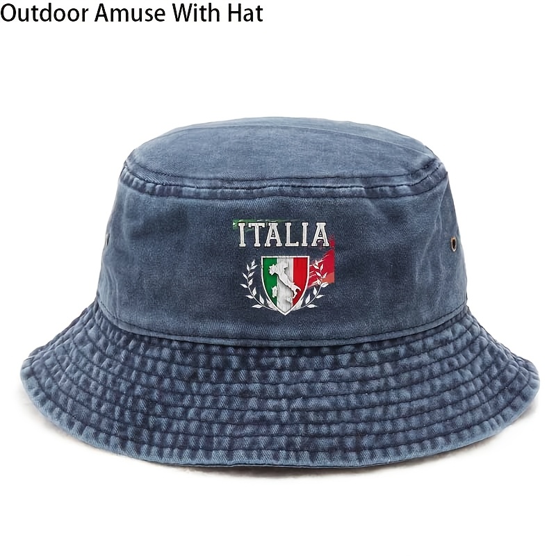 TEMU Cappello da pescatore street style, stampa combinata con badge alfabeto, casual per attivit�
