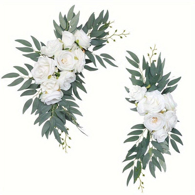 

Ausogo Elegance Artificial Wedding Arch Flowers Set Of 2 - Plastic Floral Decor For Ceremony, Bridal Showers, And Reception Background Decoration