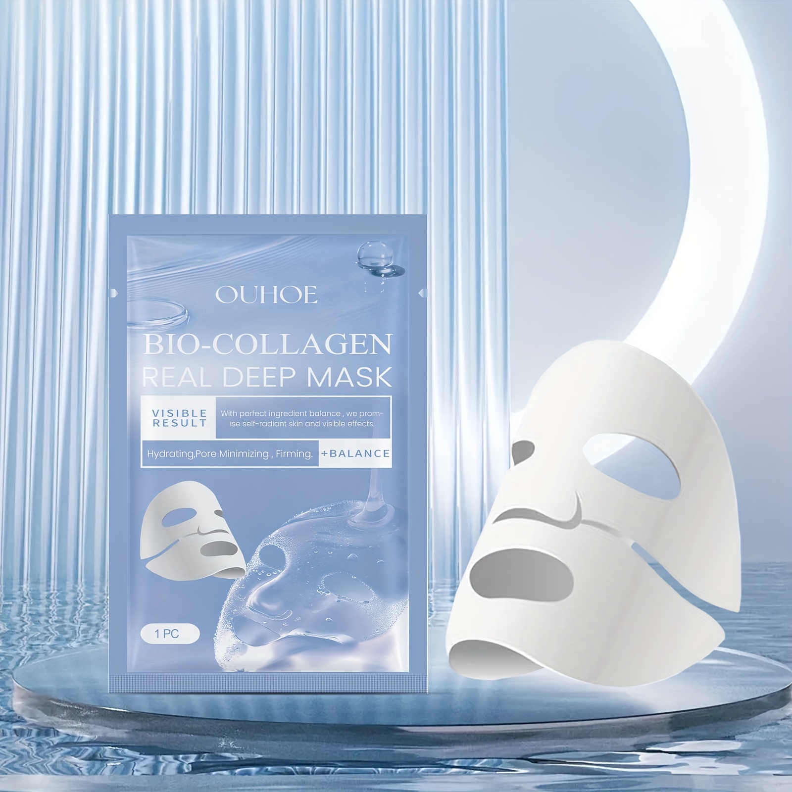 

Hydrating Collagen Face Mask - Enriched With Hyaluronic Acid, Niacinamide & Yeast Extract For All Skin Types | Alcohol-free, Fragrance-free | Firms & Moisturizes | Travel Size