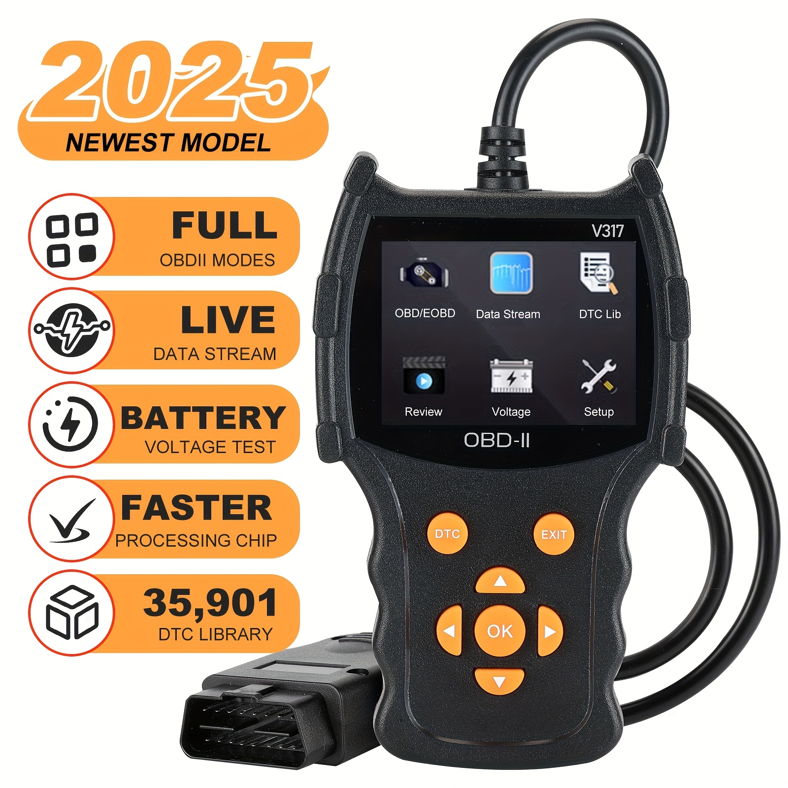 TEMU Latest Diagnostic Scanner For Car Engine Issues, Of Reading And Clearing Error Codes For All Vehicles With Obdii/eobd Manufactured After 1996, Operates Without A Battery, Without Battery