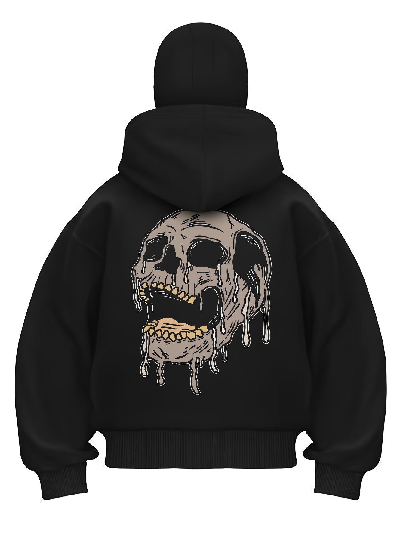 womens stylish skull print balaclava hoodie black graphic
