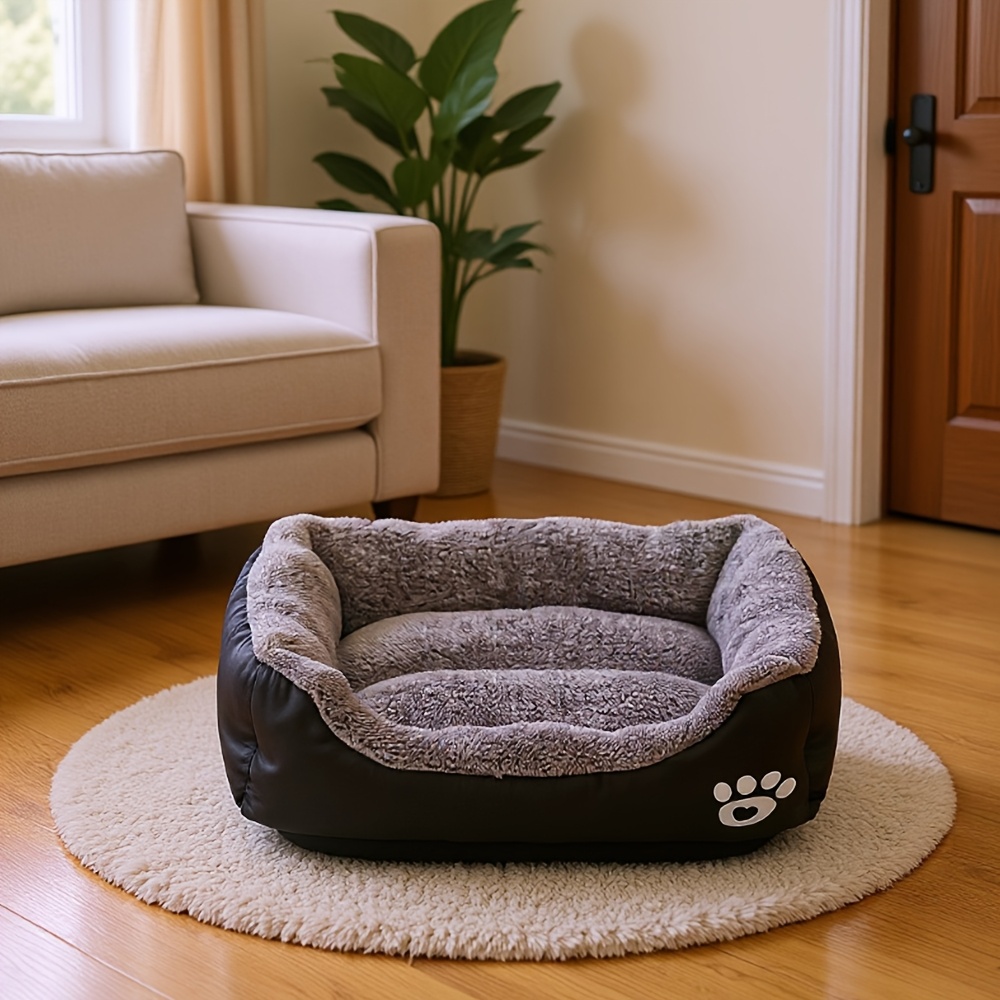 Image of 1pc Black Xxl: 95 X 72 X 15cm Cat Bed Pet Bed Semi-enclosed Cat Pad Bed Square Pet Pad Machine Washable Dog Bed Dog Pad Dog Bed Dog Cushion Pet Bed Dog Basket Animal Bed Dog Sofa Cat Bed
